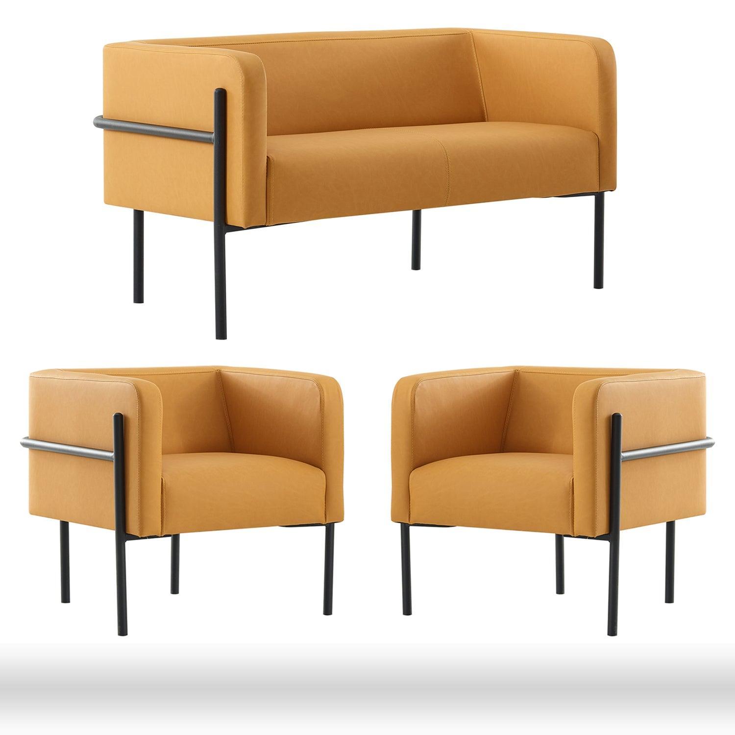 Box Ofis Oturma Grubu 2+1+1 - Sarı - Online OfisOturma Grubu SetOnline Ofis®