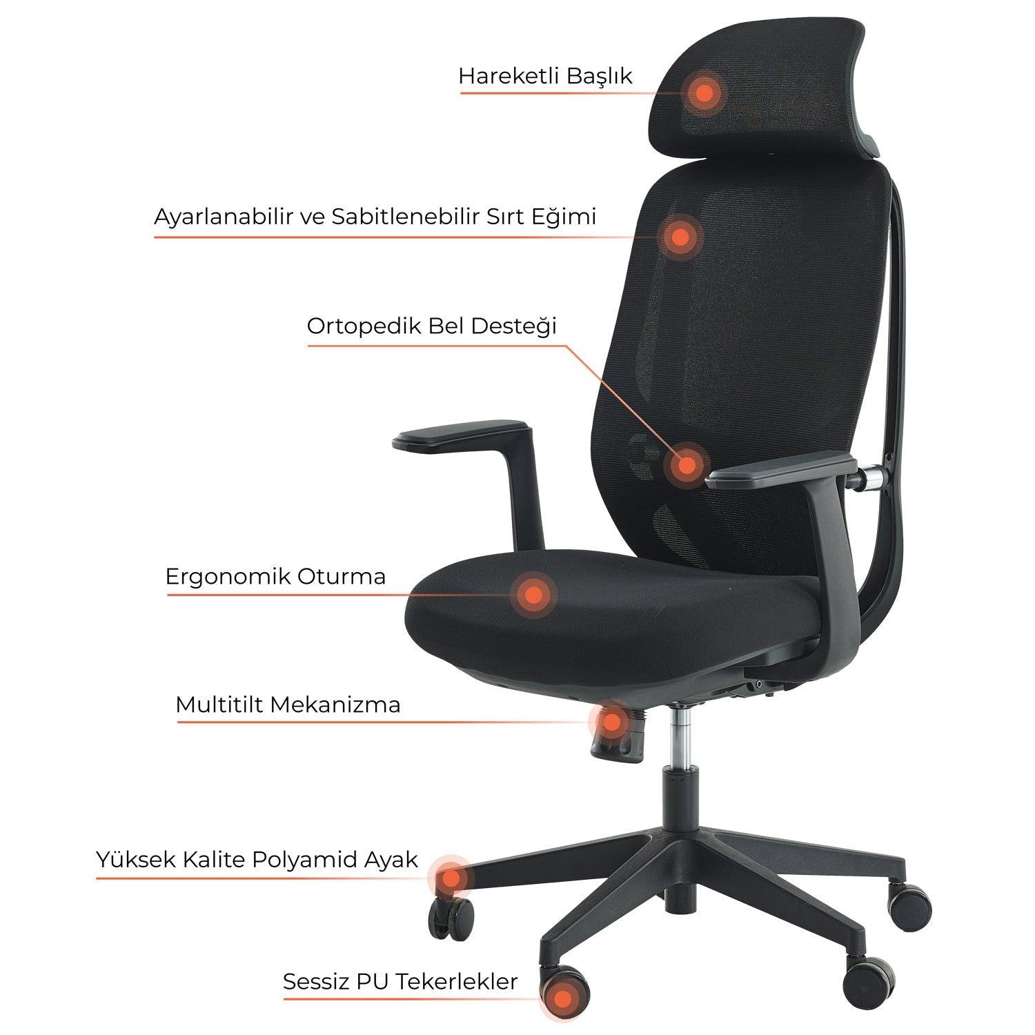 Capri Fileli Siyah Ofis Koltuğu - Online OfisOfis KoltuklarıOnline Ofis®