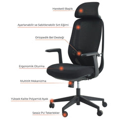 Capri Fileli Siyah Ofis Koltuğu - Online OfisOfis KoltuklarıOnline Ofis®