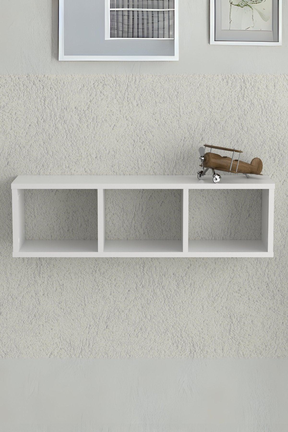 Nuka 3 Gözlü Duvar Rafı Beyaz - Online OfisDuvar RafıOnline Ofis®