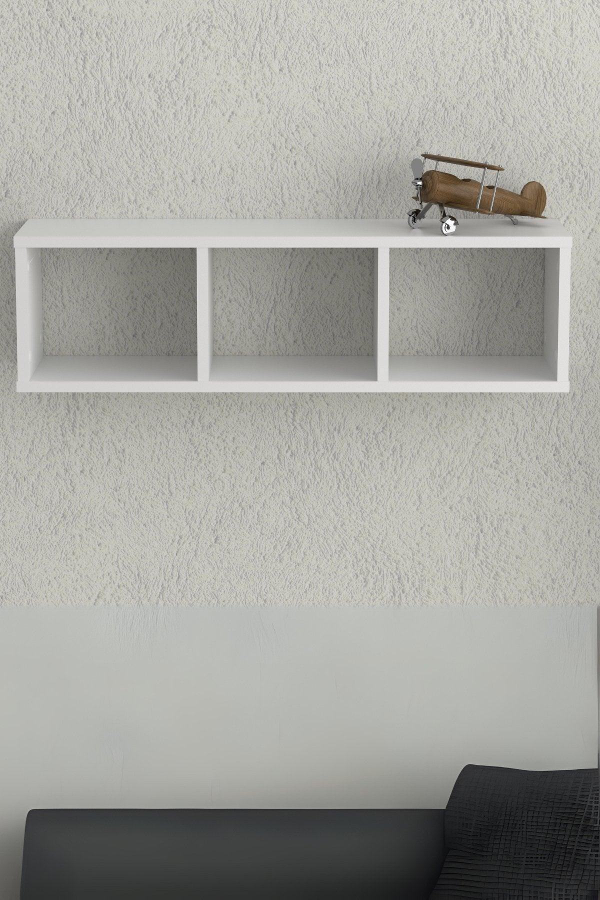 Nuka 3 Gözlü Duvar Rafı Beyaz - Online OfisDuvar RafıOnline Ofis®