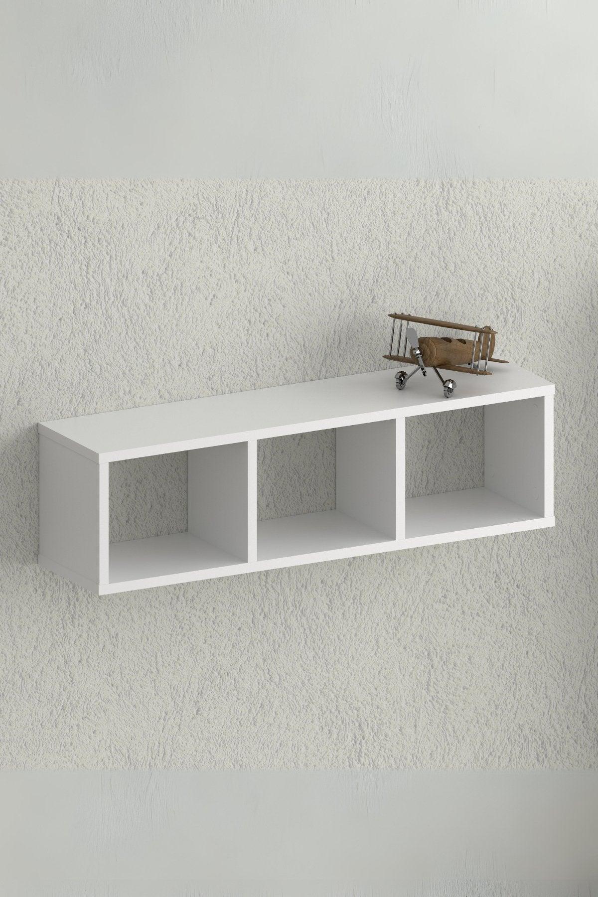 Nuka 3 Gözlü Duvar Rafı Beyaz - Online OfisDuvar RafıOnline Ofis®