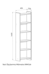 Nuka 6 Raflı Kitaplık Beyaz 48X22X160 - Online OfisKitaplık DepolamaOnline Ofis®