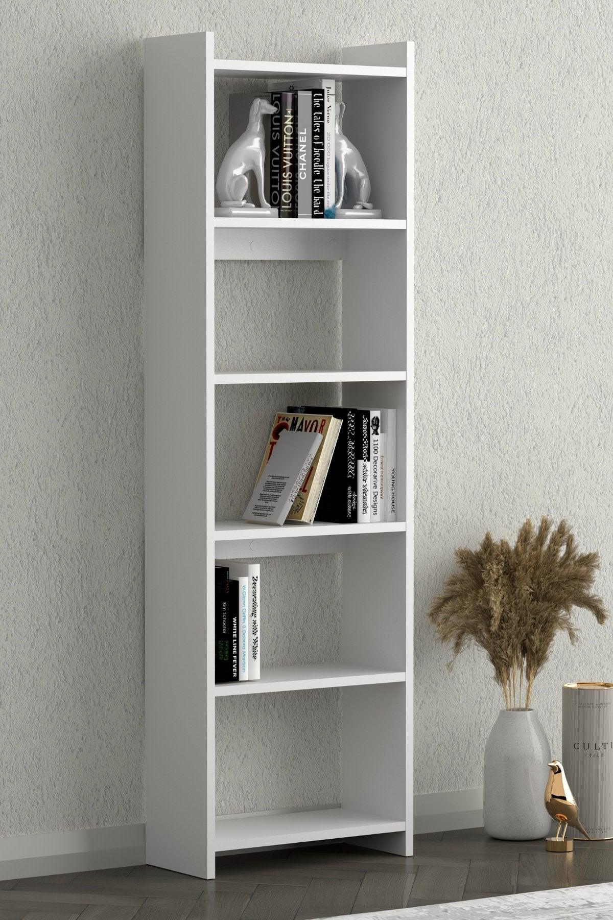 Nuka 6 Raflı Kitaplık Beyaz 48X22X160 - Online OfisKitaplık DepolamaOnline Ofis®