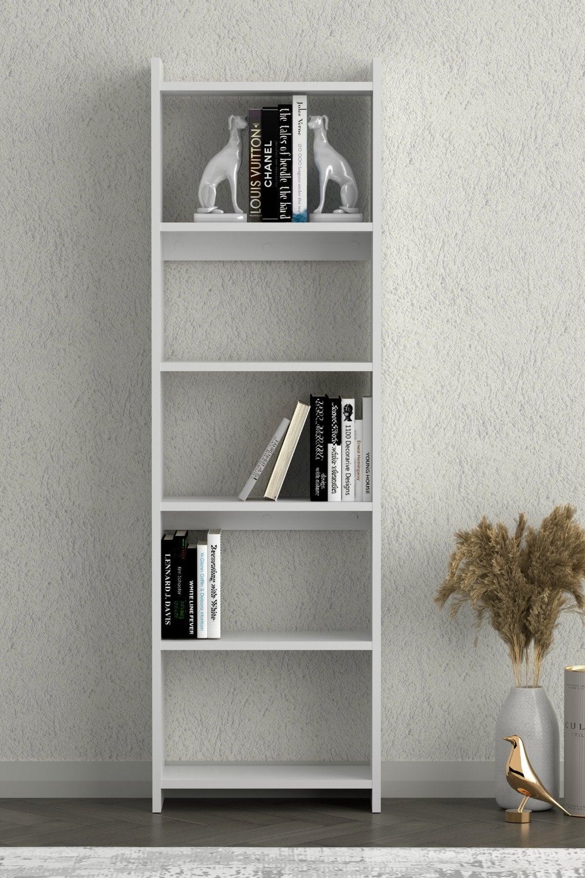 Nuka 6 Raflı Kitaplık Beyaz 48X22X160 - Online OfisKitaplık DepolamaOnline Ofis®