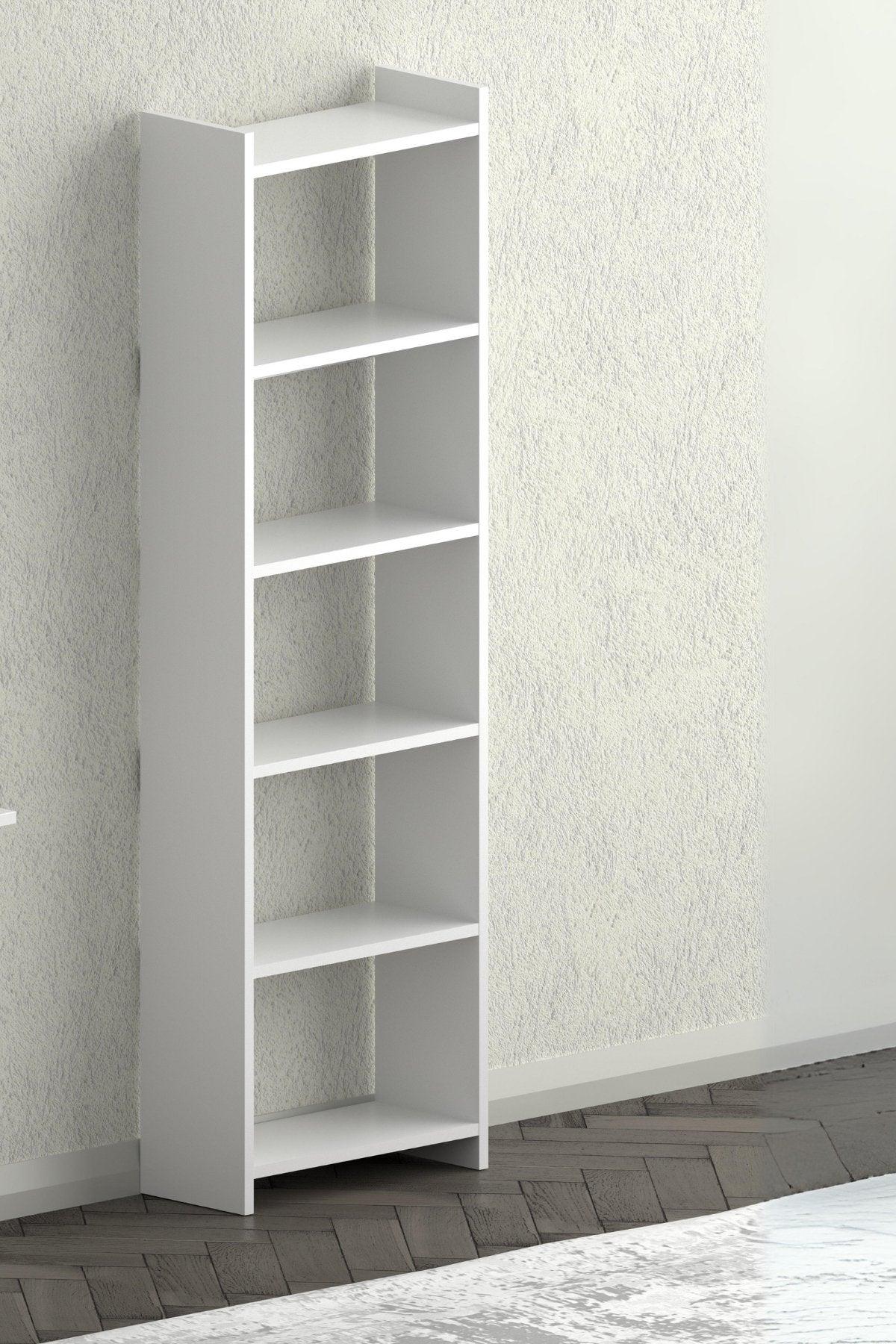 Nuka 6 Raflı Kitaplık Beyaz 48X22X160 - Online OfisKitaplık DepolamaOnline Ofis®