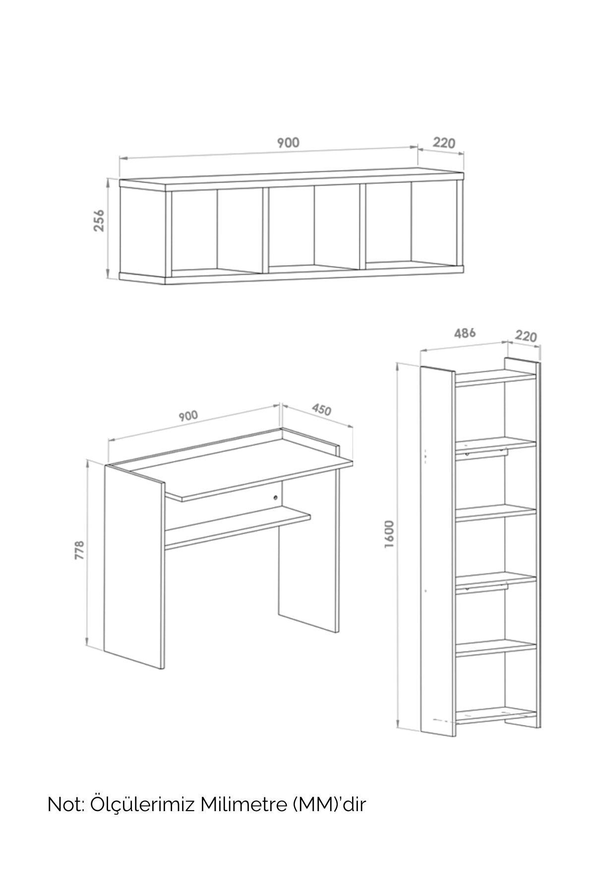 Nuka Çalışma Masası Seti Beyaz, Kitaplık, Duvar Rafı, Masa, Öğrenci Masası - Online OfisÇalışma MasasıOnline Ofis®